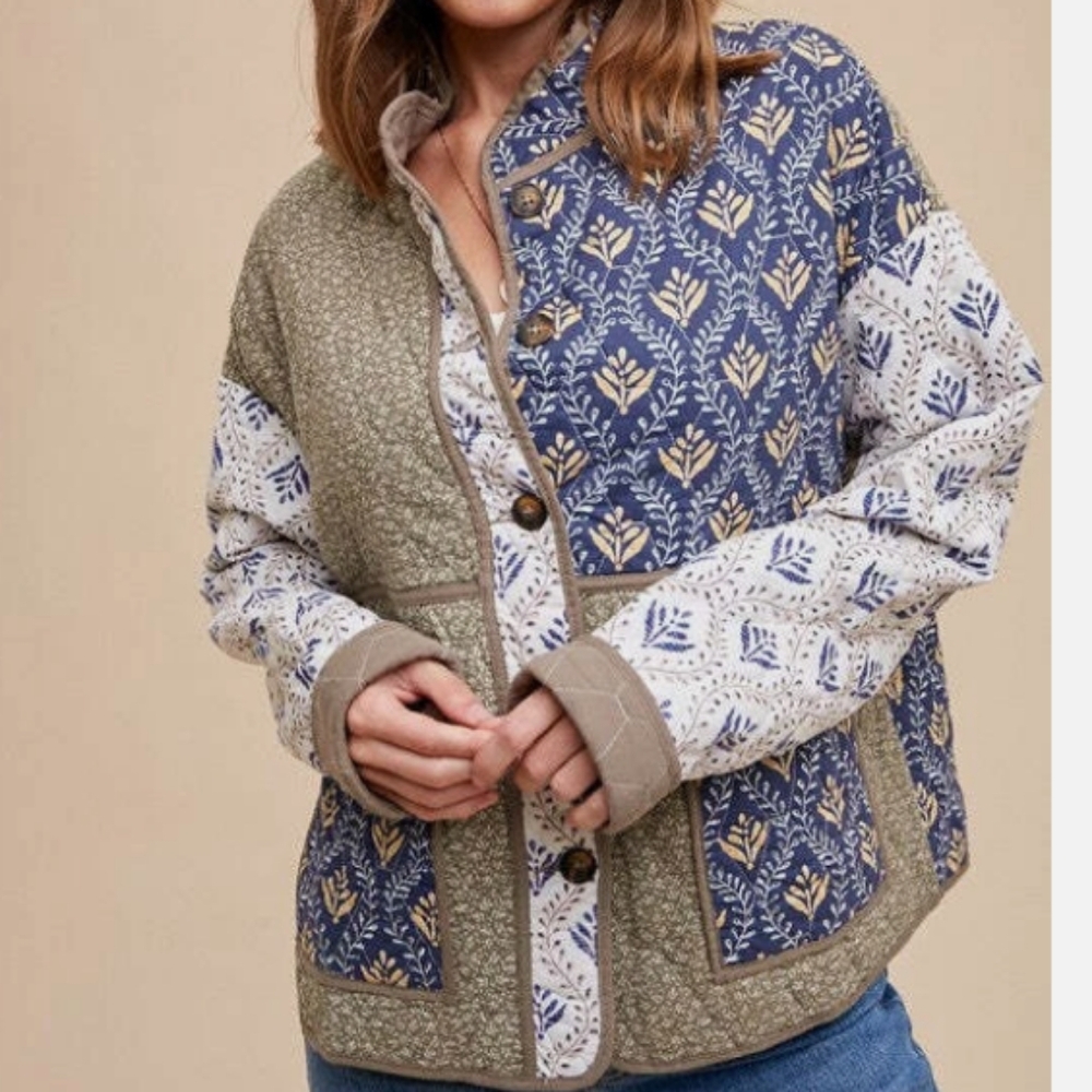 In Loom Paisley Patchwork Quilted Jacket Coat Size Large